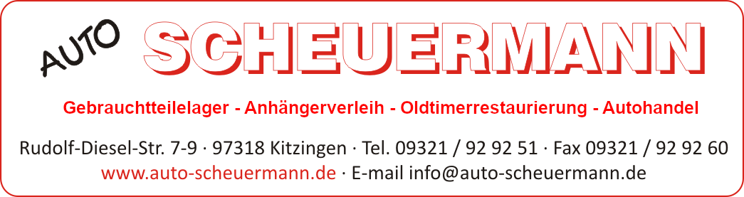 Auto Scheuermann e.K. Kfz-Werkstatt Abschleppdienst Gebrauchtteilehandel Altautoverwertung Autohandel Kitzingen